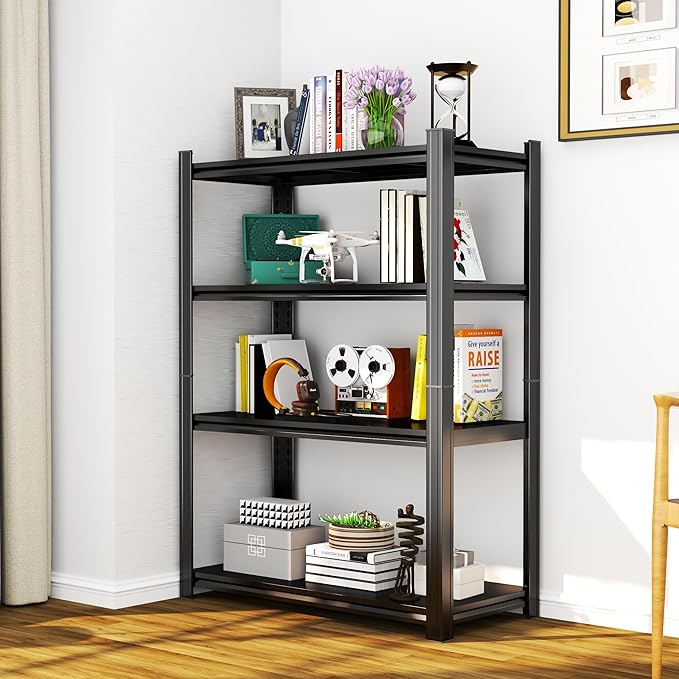 Tall Bookshelf with Open Shelves, Metal Office Book Shelf, Adjustable Organizer Bookcase, Standing Storage Organizer Shelf for Living Room (40" W*18" D*54")