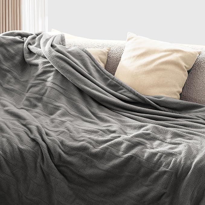 Electric Heated Blanket 72" x 84" Full Size Soft Polar Fleece Heated Blanket, 4 Heating Levels and 10 Hours Auto Off with Machine Washable - Light Grey