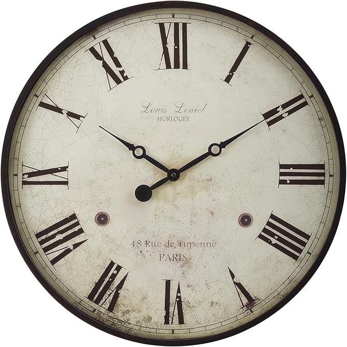 Large Farmhouse Wall Clock,20 inch Rustic Roman Numeral Big Wall Clock for Living Room, Kitchen, Living Room, Bedroom,Battery Operated, Dark White