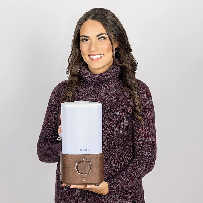 BlueHills Premium 2300 ML XL Large Essential Oil Diffuser Humidifier Combo for Large Room Home Huge Coverage Area 2 Liter Capacity Huge Diffuser with Décor LED Lights Square Dark Wood Grain - L003