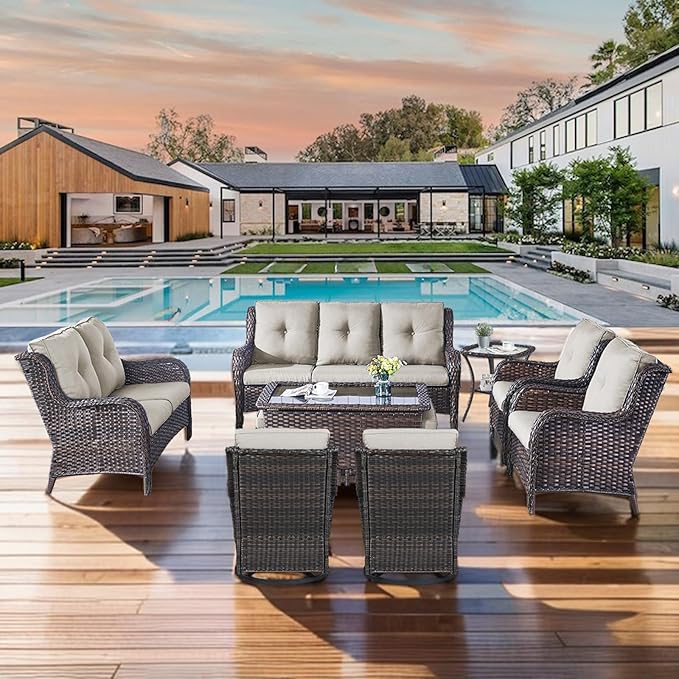 Patio Cushions for Outdoor Furniture - 22×24 Inch High Back and Deep Seating Outdoor Cushion for Patio Chairs Sofa Couch Loveseat Water Resistant(Beige/1 Set/Button)