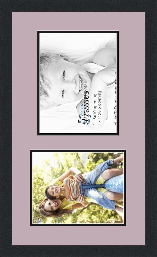 ArtToFrames Collage Photo Frame Double Mat with 1 - 8.5x11^ 8x10 Openings and Satin Black Frame
