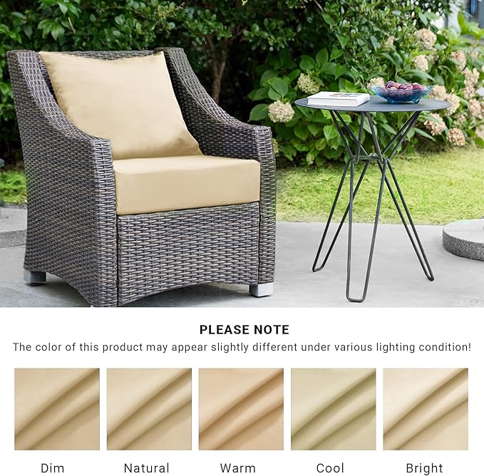 Outdoor Cushions for Patio Furniture,Outdoor Seat Cushion Set 24 x 24 x 5.75 Inch,Waterproof & Fade Resistant Outdoor Chair Cushions,Deep Patio Chair Cushion with Removable Cover,Beige