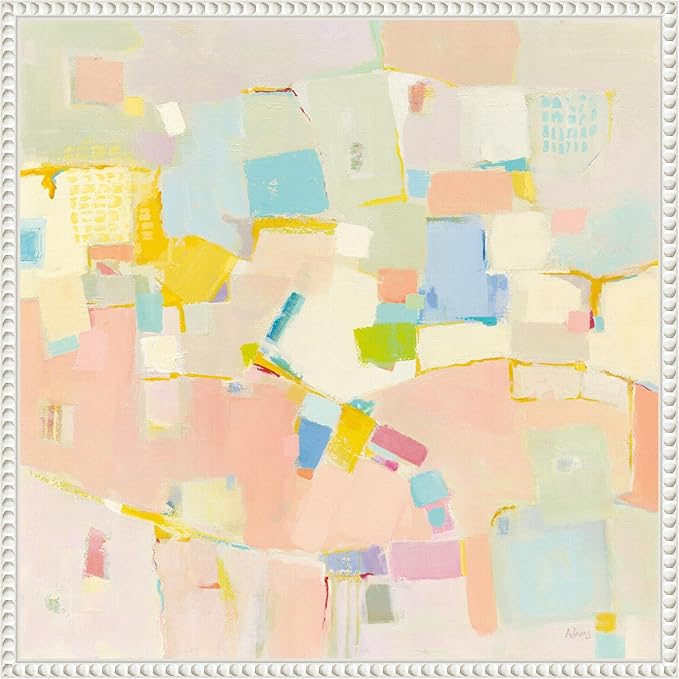 Amanti Art Framed Canvas Wall Art 22x22 Block Party by Phyllis Adams, Framed Wall Art Canvas, Abstract Artwork, Traditional Decor, Medium Poster Painting for Living Room, Bedroom, Bathroom, Kitchen,