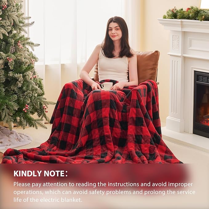 Homemate Electric Blanket Heated Throw - 50“x60“ Ultra Soft Cozy Flannel Heating Blanket with 10 Fast Heat Levels 8 Hours Auto Off Over-Heated Protection ETL Certification Keep Warm in Home Office