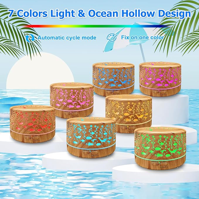 Diffusers for Essential Oils Large Room with R/C,600ml Essential Oil Diffusers for Home,Waterless Auto Off 7 Colors Changed 3 Mist Modes,Cool Mist Humidifiers for House Bedroom Decor,Gifts,Light Wood