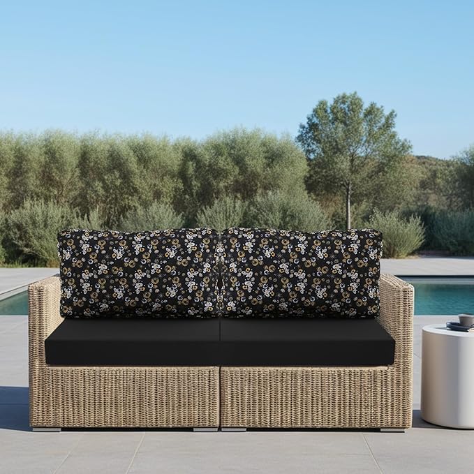idee-home Outdoor Cushions for Patio Furniture, Outdoor Seat Cushion, Waterproof Hampton Bay Deep Seat Replacement Couch Chair Cushions for Garden Lawn Backyard Deck, 28.5 x 28.5 Floral Pattern