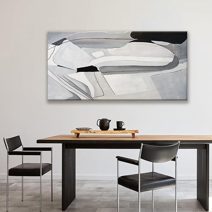 TAIJXAGSG Canvas Art Wall Decor Abstract Wall Art For Living Room Modern Canvas Abstract Wall Decor Prints Pictures For Wall White Wall Art For Hotel Home Wall Decor 24x48 Inch