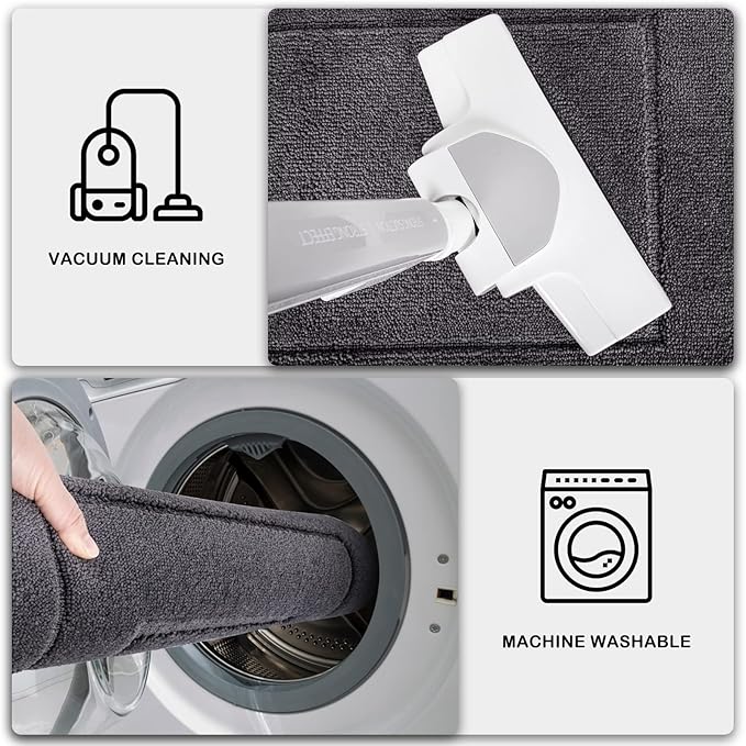 PURRUGS Machine Washable Kitchen Rug 24" x 35.5", Non-Slip/Skid Kitchen Runner Rugs & Floor Mats, Super Absorbent Soft Standing Mats for Kitchen, Sink & Laundry, Grey