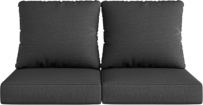 UIXE 24.5" Deep Seat Outdoor Cushion Set with Back Pillows, Patio Furniture Cushions, Sectional Sofa Bistro Chair Cushion - Dark Gray, Set of 4