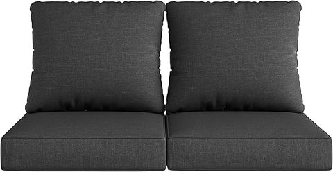 UIXE 24.5" Deep Seat Outdoor Cushion Set with Back Pillows, Patio Furniture Cushions, Sectional Sofa Bistro Chair Cushion - Dark Gray, Set of 2