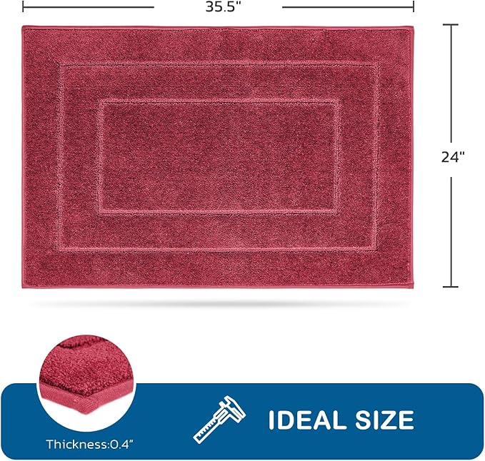 PURRUGS Machine Washable Kitchen Rug 24" x 35.5", Non-Slip/Skid Kitchen Runner Rugs & Floor Mats, Super Absorbent Soft Standing Mats for Kitchen, Sink & Laundry, Burgundy Red