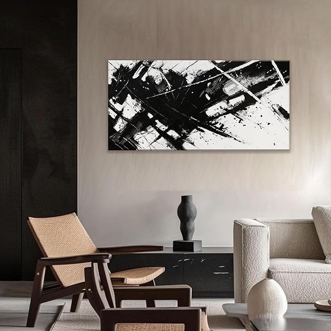 TAIJXAGSG Abstract Wall Art For Living Room Black And White Wall Art Canvas Art Wall Decor Paintings Modern Abstract Wall Decor Artwork For Bedroom Bathroom Can Be Hung 24 × 48 Inch