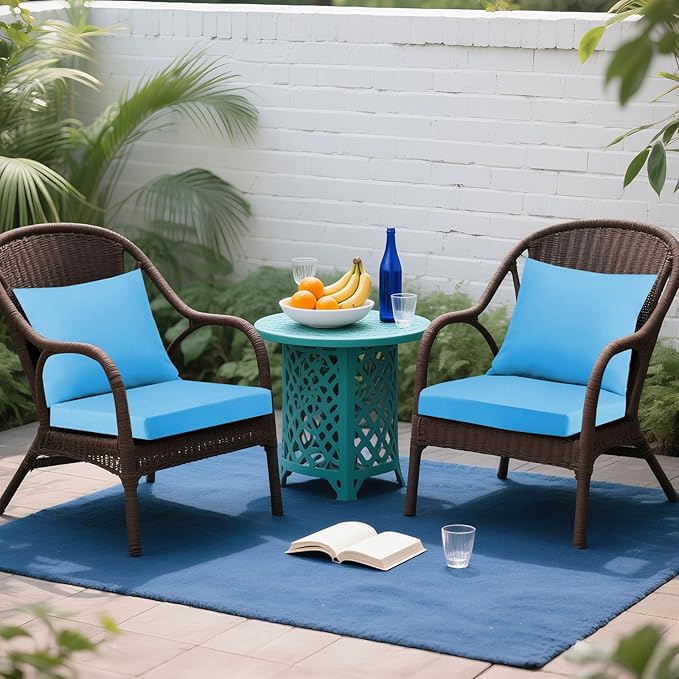 Outdoor Seat Cushion Set 19 x 19 In, Water-Resistant & Fade-Resistan, Patio Furniture Cushions with Removable Cover Deep Seat & Back Cushion with Handle and Adjustable Straps for Chair Sofa,4PC