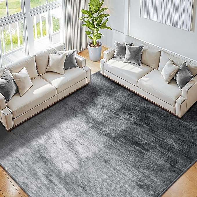 Washable Rug 6x9 Area Rugs for Living Room - Stain Resistant Non-Slip Backing Boho Rug for Bedroom,Durable & Ultra-Thin Vintage Large Area Rug(6x9,Gray)