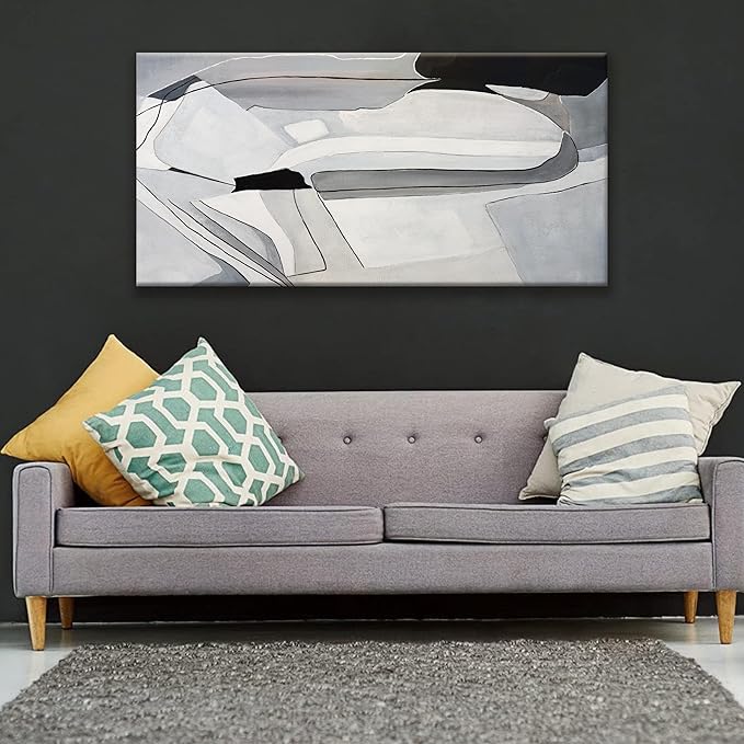 TAIJXAGSG Canvas Art Wall Decor Abstract Wall Art For Living Room Modern Canvas Abstract Wall Decor Prints Pictures For Wall White Wall Art For Hotel Home Wall Decor 24x48 Inch