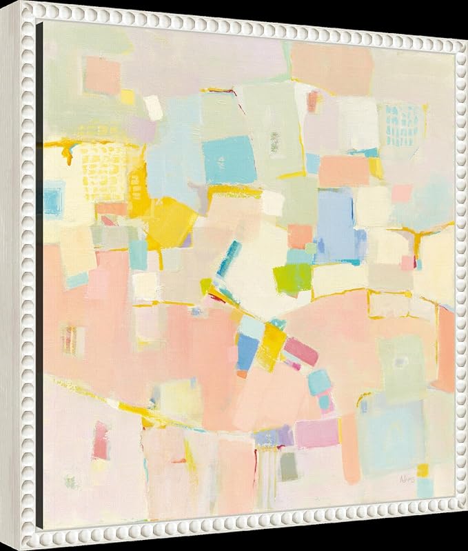 Amanti Art Framed Canvas Wall Art 16x16 Block Party by Phyllis Adams, Framed Wall Art Canvas, Abstract Artwork, Traditional Decor, Small Poster Painting for Living Room, Bedroom, Bathroom, Kitchen,