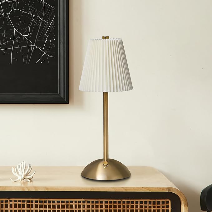 Camden Reed Table Lamp, Desk lamp, 3 Different Lighting Modes, Modern Minimal Design for Dinner/Coffee Table/Restaurant/Bedroom, Bell Gold