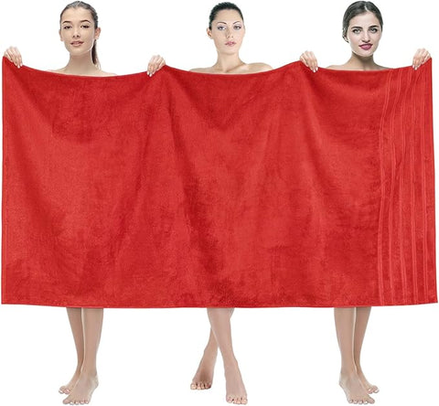 American Soft Linen 35x70 Jumbo Large Bath Towels, 600 GSM 100% Cotton Turkish Bath Sheet, Oversized Luxury Bath Towels for Bathroom Beach and Pool, Red