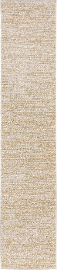 Nourison Home Essentials Indoor/Outdoor Ivory Gold 2'2" x 7'6 Area Rug, Easy Cleaning, Non Shedding, Bed Room, Living Room, Dining Room, Backyard, Deck, Patio (2x8)
