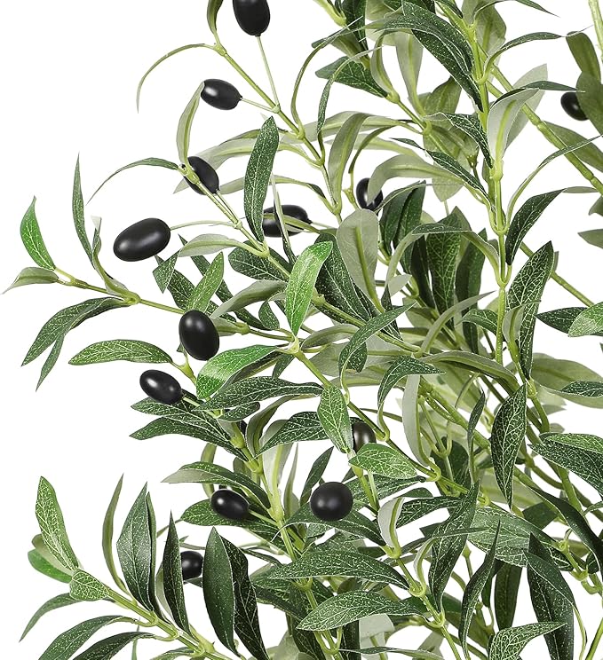 Artificial Olive Tree 7FT Tall Faux Silk Plant(84" in), Indoor Fake Olive Tree with Natural Wood Trunk & Lifelike Fruits, Perfect for Modern Home Office Living Room Floor Decor, 7 FT
