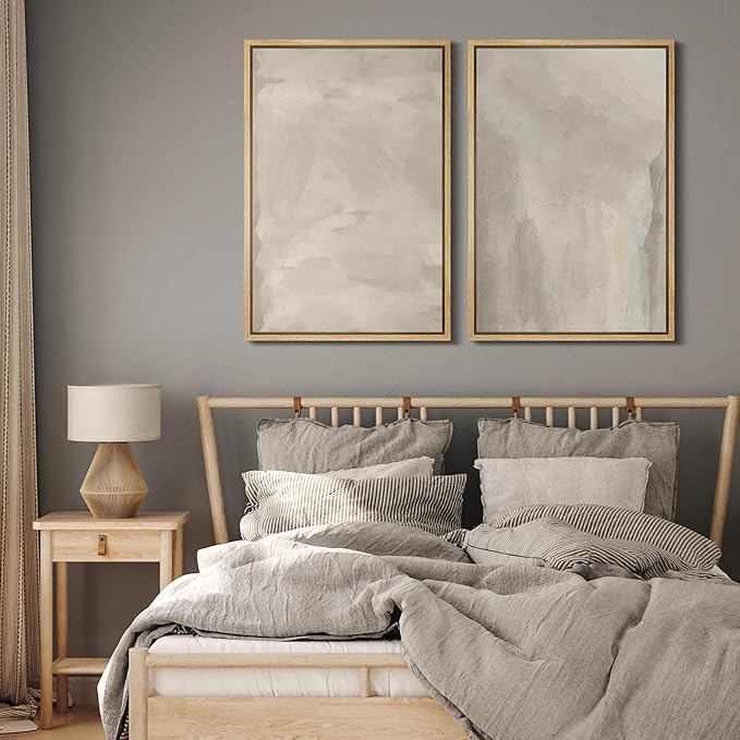 MUDECOR Framed Canvas Print Wall Art Abstract Neutral Tones Minimalist Earthy Color Palette Illustrations Modern Art Decorative Chic for Living Room, Bedroom, Office - 24"x36"x2 Natural