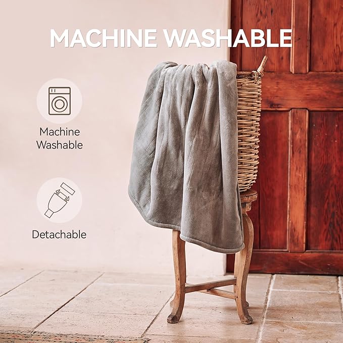 Heated Blanket 50''x60''-Soft and Comfortable Electric Throw,5 Heat Settings and 3H Auto Shut-Off Heating Blanket ETL&FCC Certification Machine Washable (Grey)