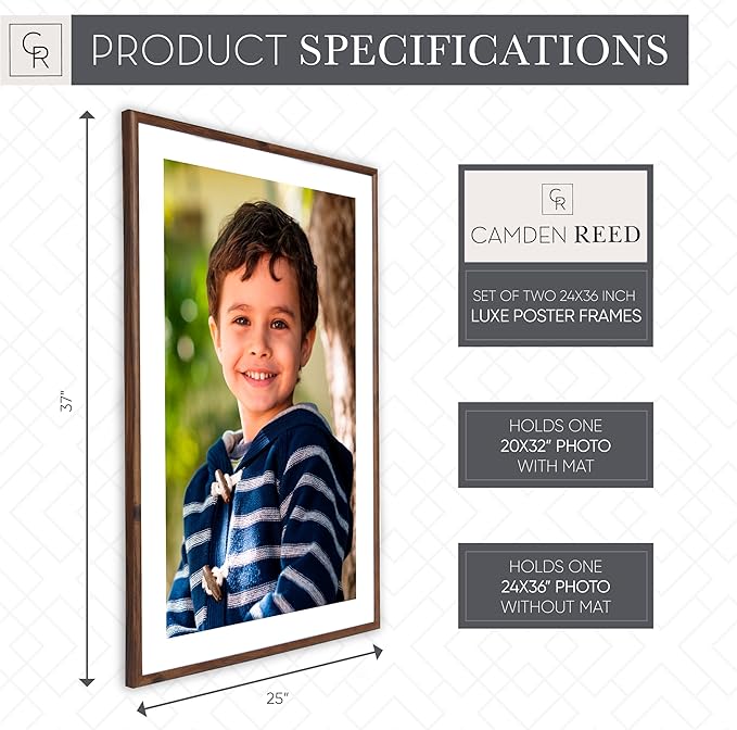 Camden Reed Set of Two Serenity Poster Frames Matted to 20x32 Inches, 24x36 Inch, Dark Oak Finish