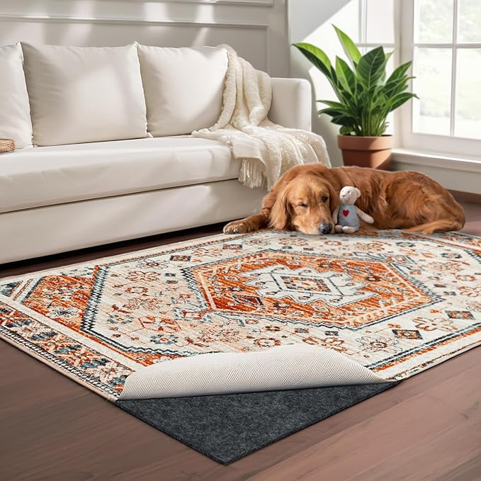 100% Waterproof Rug pad, 5x7 ft Area Rug Non-Slip Rug Pads, Carpet Pads for All Floors and finishes, Felt pad for Hardwood Floors, Keep Carpets in Place Soft and Secure
