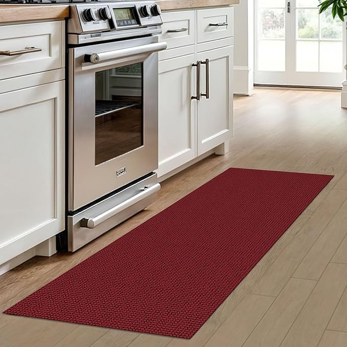IOHOUZE Christmas Runner Rug 2x6 Ft Black Red Woven Runners for Hallways Washable Kitchen Rug Non Slip Braided Entryway Runner Rugs Floor Carpet Runners for Indoor Foyer Bedroom Laundry
