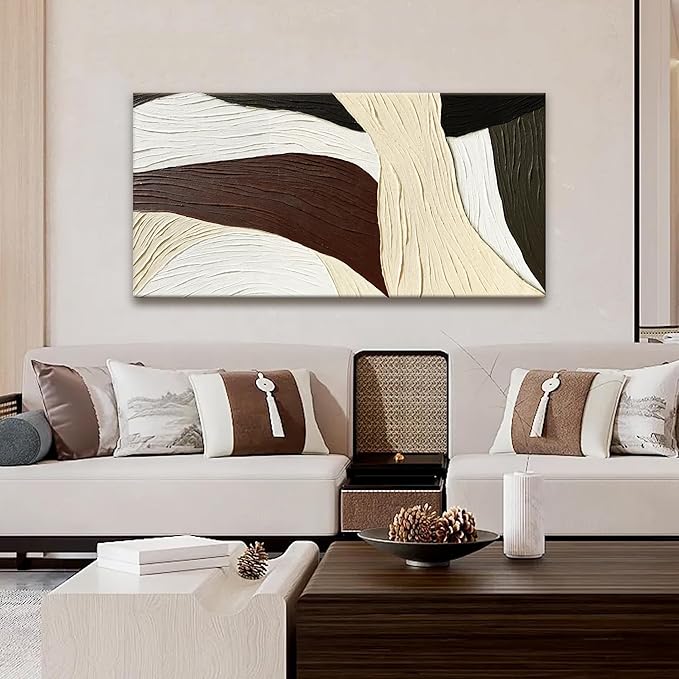Canvas Art Wall Decor Artwork Multicolor Geometric Line Abstract Wall Decor Brown Paintings Abstract Wall Art Modern Bedroom Art Bathroom Home Artwork 20"X 40" Ready To Hang