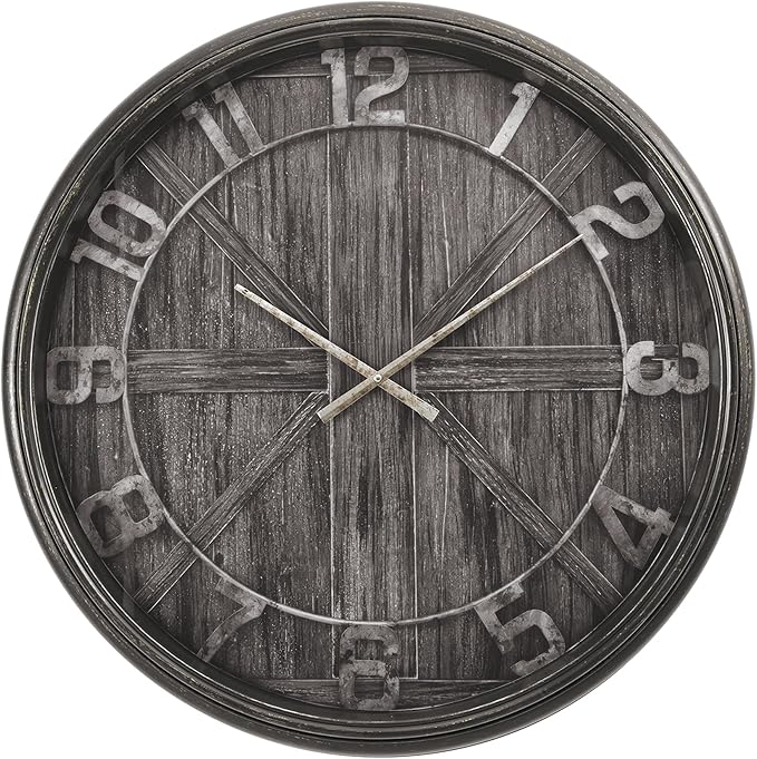 Extra Large Wall Clock, 30 Inch, Dark Grey, Silent Non-Ticking Quartz Movement, Battery Operated, Decorative Roman Numeral, Stylish Clock Living Room, Office, Home Decor