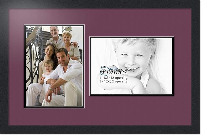 ArtToFrames Double-Multimat-776-815/89-FRBW26079 Collage Photo Frame Double Mat with 2-8.5x12 Openings and Satin Black Frame