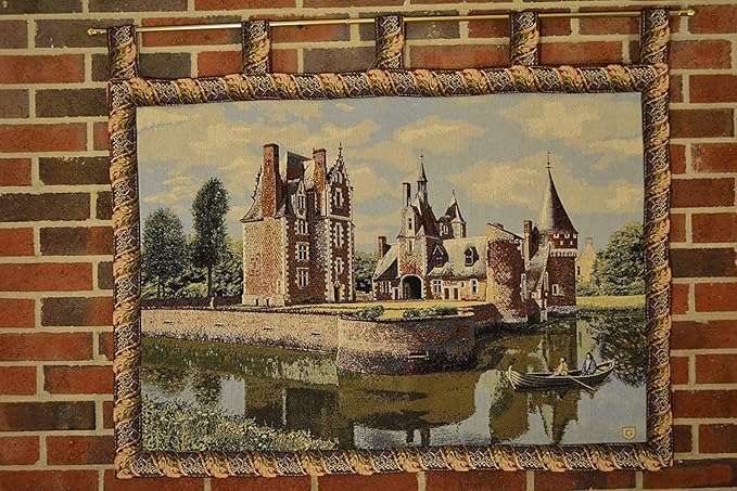 Tache Victorian Style Chateau du Moulin Woven Tapestry Wall Hanging 28 x 41 inch Fine Art Home Decor with Hanging Loops