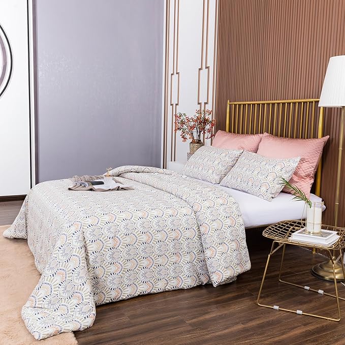 CLOTHKNOW Aztec Queen Comforter Set Boho Bedding Comforter Sets Geometric Bed Comforter with 2 x Pillowcases