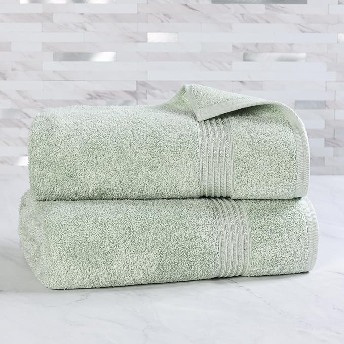 Superior Egyptian Cotton 2-Piece Bath Sheet Towel Set, Oversized Body Towels For Adults And Kids, Large Towel For Bath, Shower, Guest Bathroom, Spa, Gym, Resort, Essentials, Airbnb, Sage