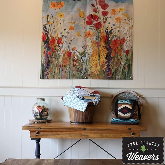 Reflections II by Barbara Mock | Woven Tapestry Wall Art Hanging | Lush Floral Still Life | 100% Cotton USA Size 32x26