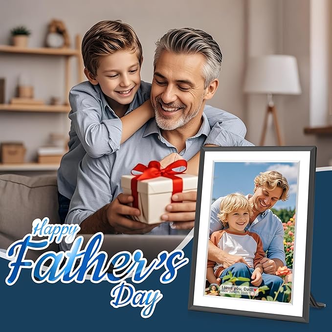 Frameo 10.1" Digital Picture Frame, Smart WiFi Digital Photo Frame with 1280x800 HD IPS Touch Screen 32GB Memory Auto-Rotate Wall Mounted, Share Photos/Videos Remotely(Brown Wood&White)