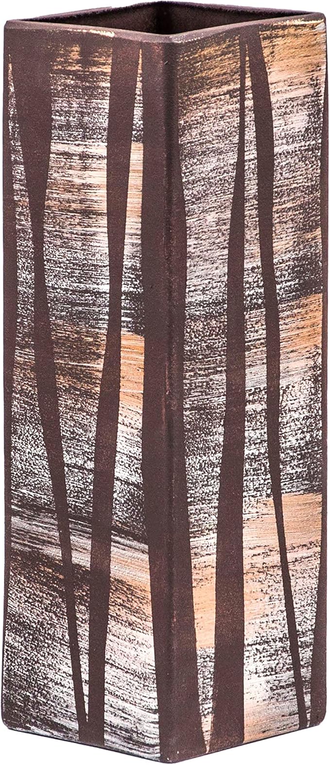 Glass Vase | Square vase | Art Decorated Glass Vase for Flowers | Table vase 12 inch | Interior Design | Home Decor