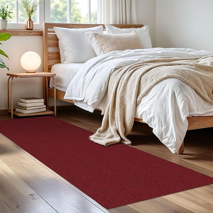 IOHOUZE Christmas Runner Rug 2x6 Ft Black Red Woven Runners for Hallways Washable Kitchen Rug Non Slip Braided Entryway Runner Rugs Floor Carpet Runners for Indoor Foyer Bedroom Laundry