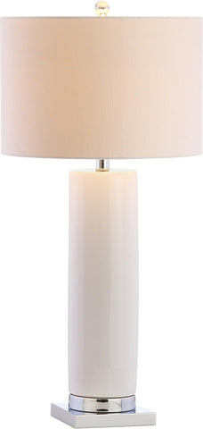 JONATHAN Y JYL8021A Dallas 31.5" Ceramic LED Table Lamp Contemporary Transitional Bedside Desk Nightstand Lamp for Bedroom Living Room Office College Bookcase LED Bulb Included, White/Chrome