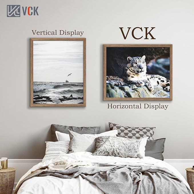 VCK 24x30 Poster Frame 5 Pack, Brown Walnut Wood Picture Frame, Exclusive Wood Grain, Wall Mounting Hanging