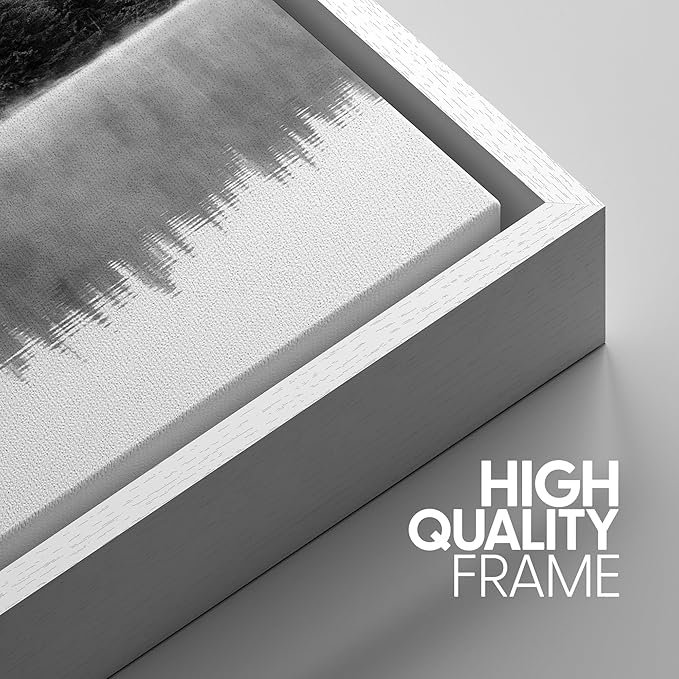 SIGNWIN 3 Piece Framed Canvas Wall Art Woodland Nursery Decor Black and White Forest with Lake Nature Abstract Traditional Home Artwork Decoration for Living Room,Bedroom - 24"x36"x3 White