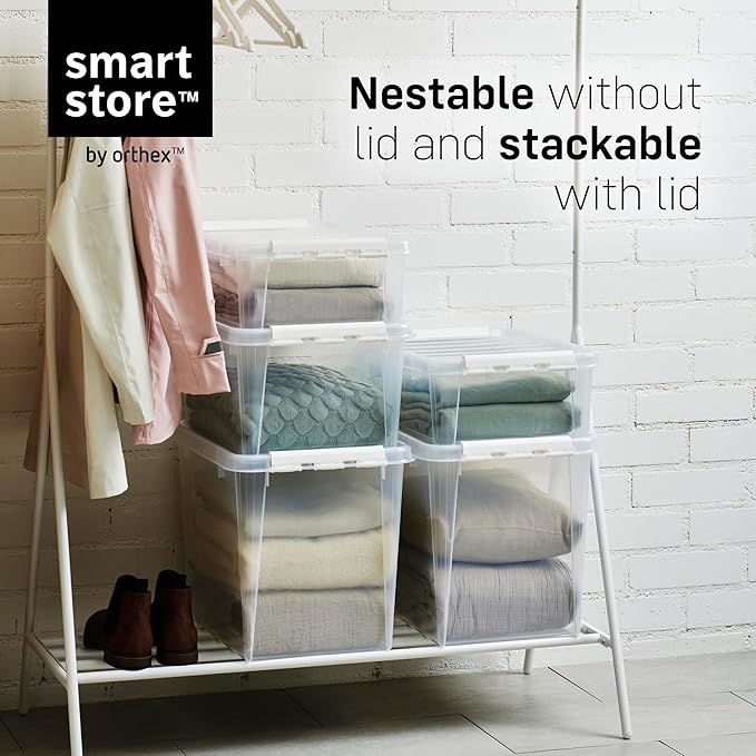 Classic 35 Underbed Storage Box, 31L/32.8QT BPA-Free Large Stackable Container with Secure Lid, Swedish Made Storage for Clothes & Seasonal Items, 4 Pack (4)