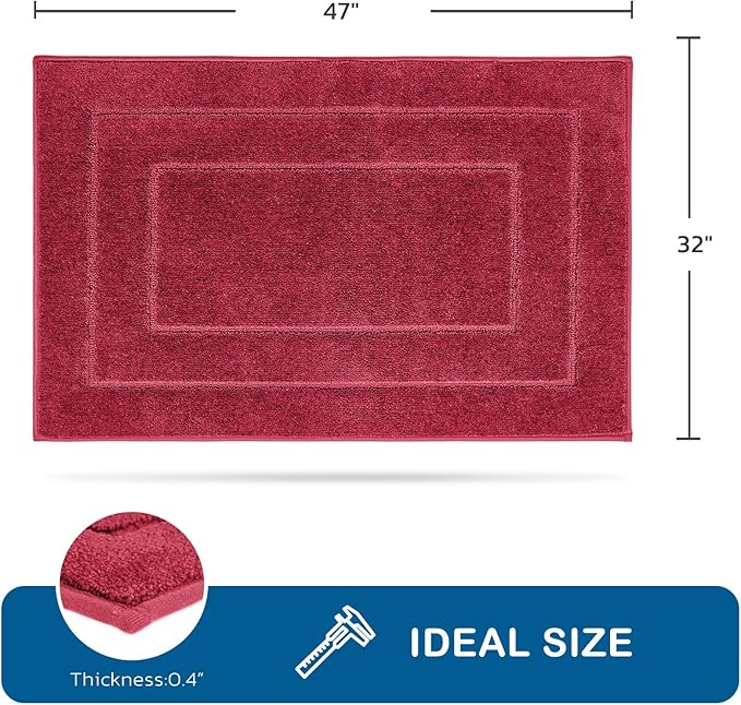 PURRUGS Machine Washable Kitchen Rug 32" x 47", Non-Slip/Skid Kitchen Runner Rugs & Floor Mats, Super Absorbent Soft Standing Mats for Kitchen, Sink & Laundry, Burgundy Red