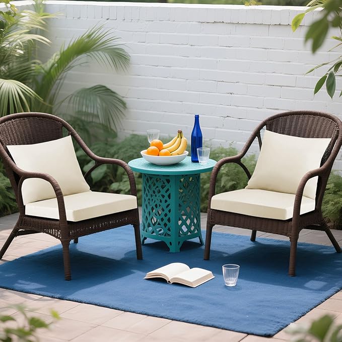 Outdoor Seat Cushion Set 24 x 24 In, Water-Resistant & Fade-Resistan, Patio Furniture Cushions with Removable Cover Deep Seat & Back Cushion with Handle and Adjustable Straps for Chair Sofa,4PC