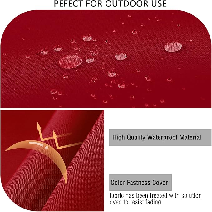 idee-home Outdoor Cushions for Patio Furniture, Outdoor Seat Cushion, Waterproof Couch Hampton Bay Deep Seat Replacement Chair Cushions for Garden Lawn Backyard Deck, 26.5 x 26.5 Red
