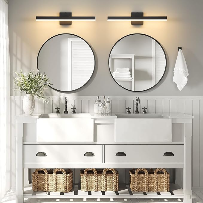 Black Bathroom Vanity Light 23.6 inch, 14W Dimmable 5CCT LED Modern Bathroom Light Fixture Over Mirror - ETL Certificated