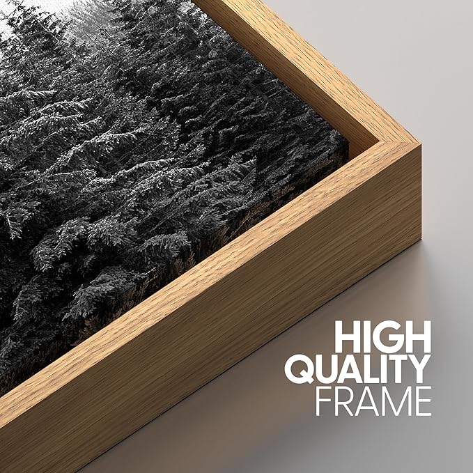 SIGNWIN 3 Piece Framed Canvas Wall Art Woodland Nursery Decor Black and White Forest Photo Nature Abstract Traditional Home Artwork Decoration for Living Room,Bedroom - 24"x36"x3 Natural
