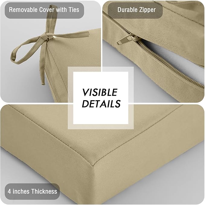 idee-home Outdoor Cushions for Patio Furniture, Outdoor Seat Cushion, Waterproof Hampton Bay Deep Seat Replacement Couch Chair Cushions for Garden Lawn Backyard Deck, 28.5 x 28.5